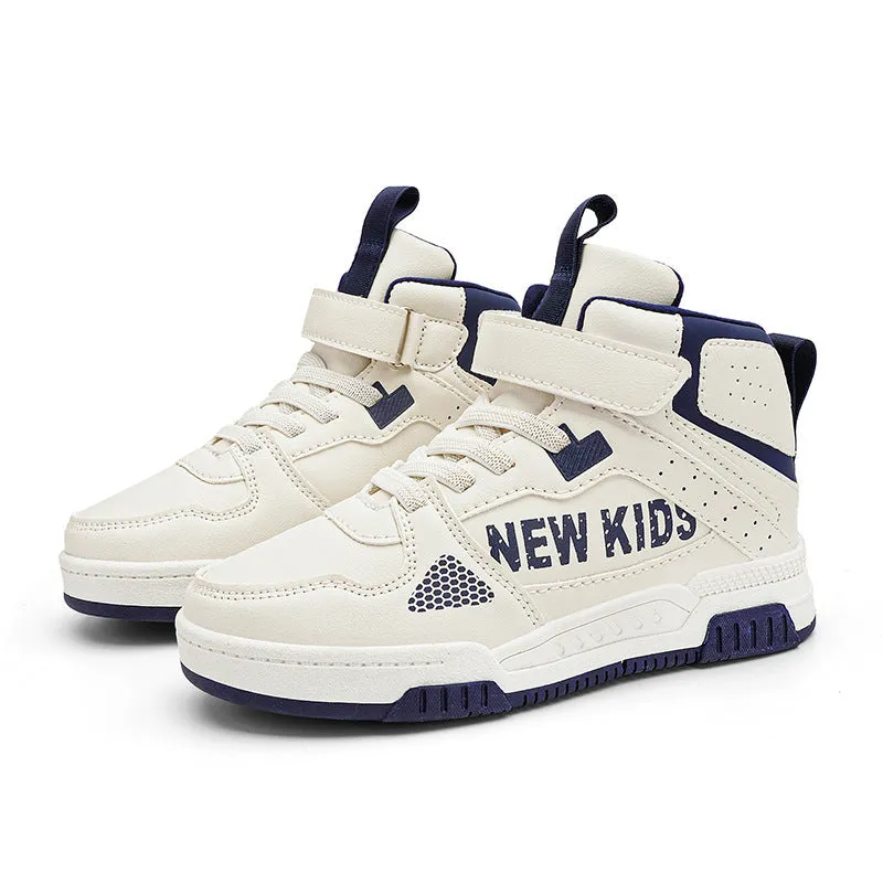 Children's buckle fastening street sneakers in beige green, available in sizes 28-39