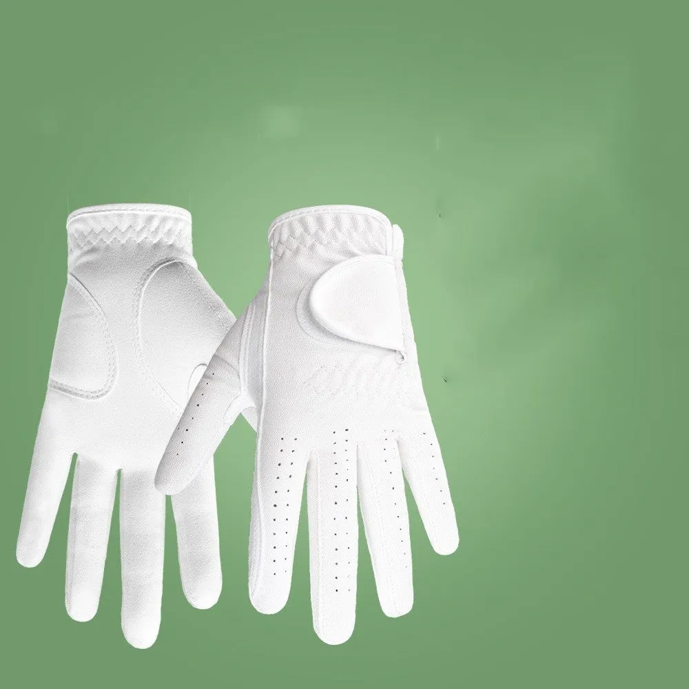White suede PU golf gloves size 20 for men and women sports protection