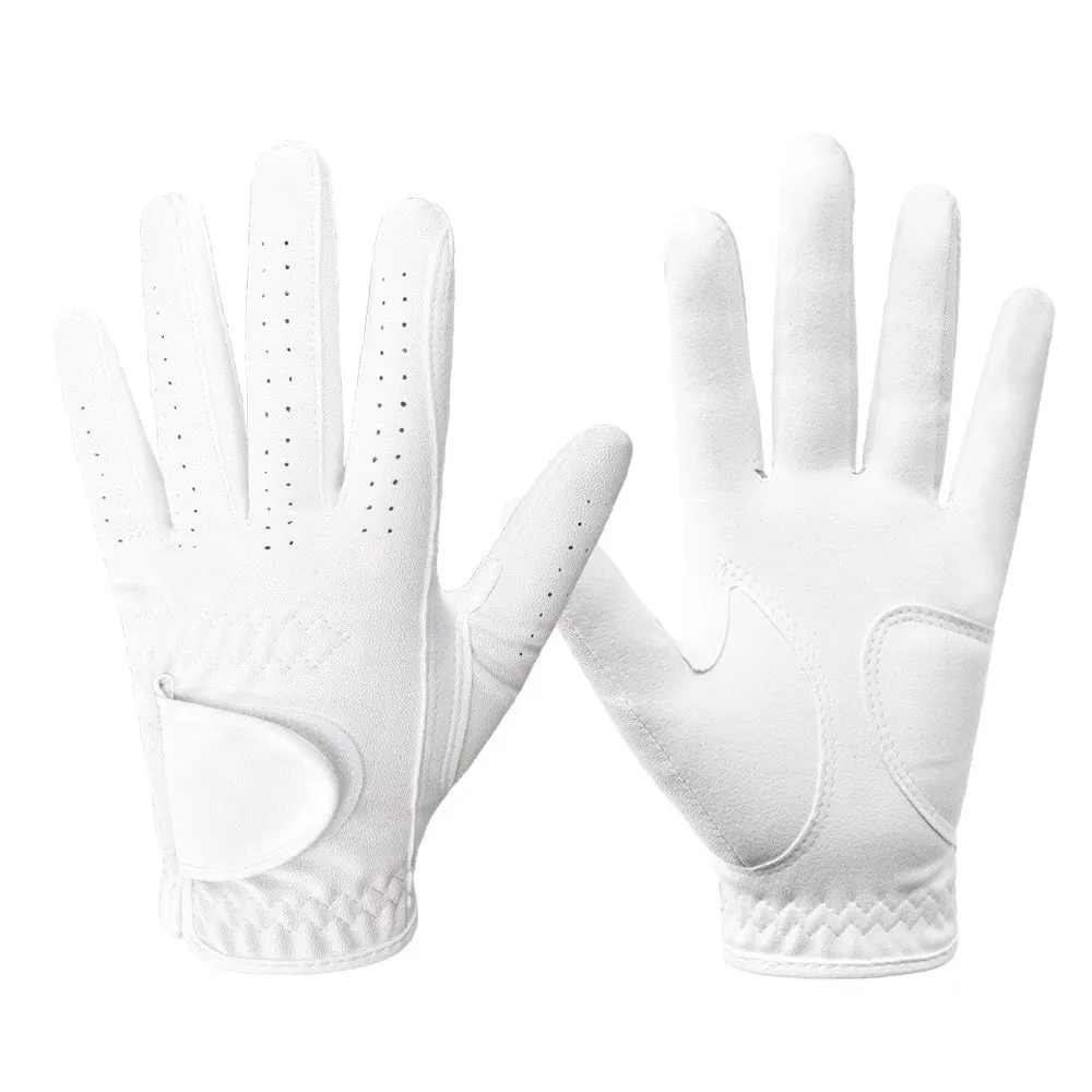 White suede PU golf gloves size 20 for men and women sports protection
