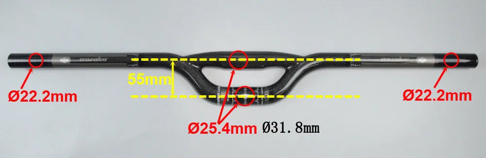 Full carbon fibre bicycle handlebar 580mm length 31.8mm clamp dual shape