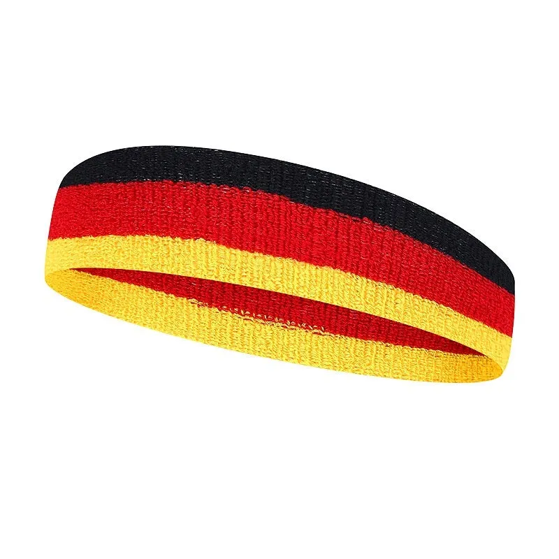 Adult sports headband in multi-colour design for running, basketball, and yoga.
