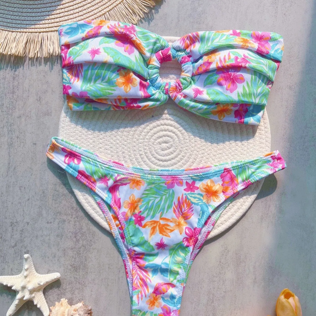 Sunken stripe printed sexy split swimsuit for women in colour RT6117, quick-drying nylon and polyester blend