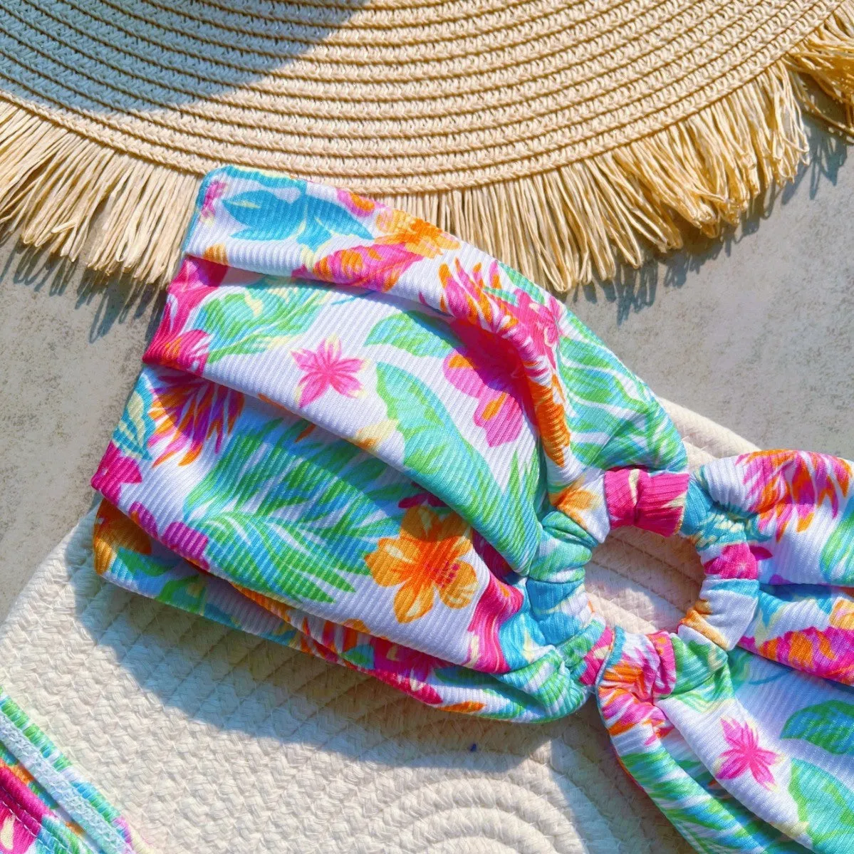 Sunken stripe printed sexy split swimsuit for women in colour RT6117, quick-drying nylon and polyester blend