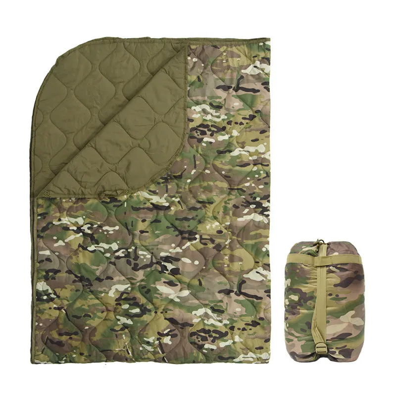 Multi-functional camouflage quilt for outdoor camping with envelope construction