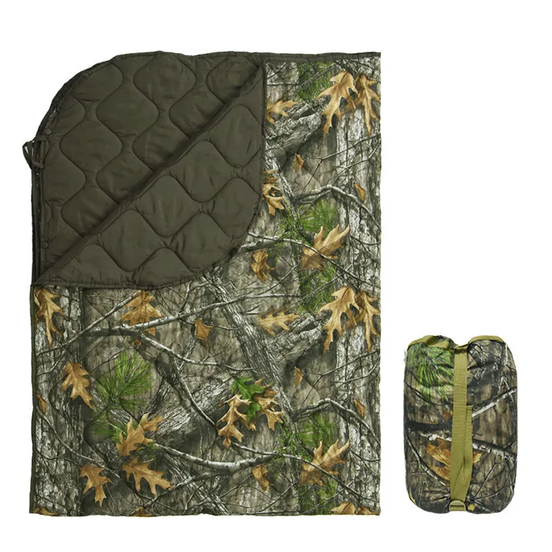 Multi-functional camouflage quilt for outdoor camping with envelope construction