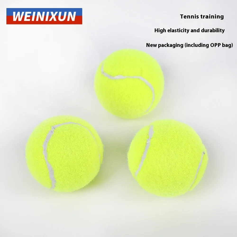 Pack of 10 high-elastic training tennis balls in multi-colour chemical fibre construction