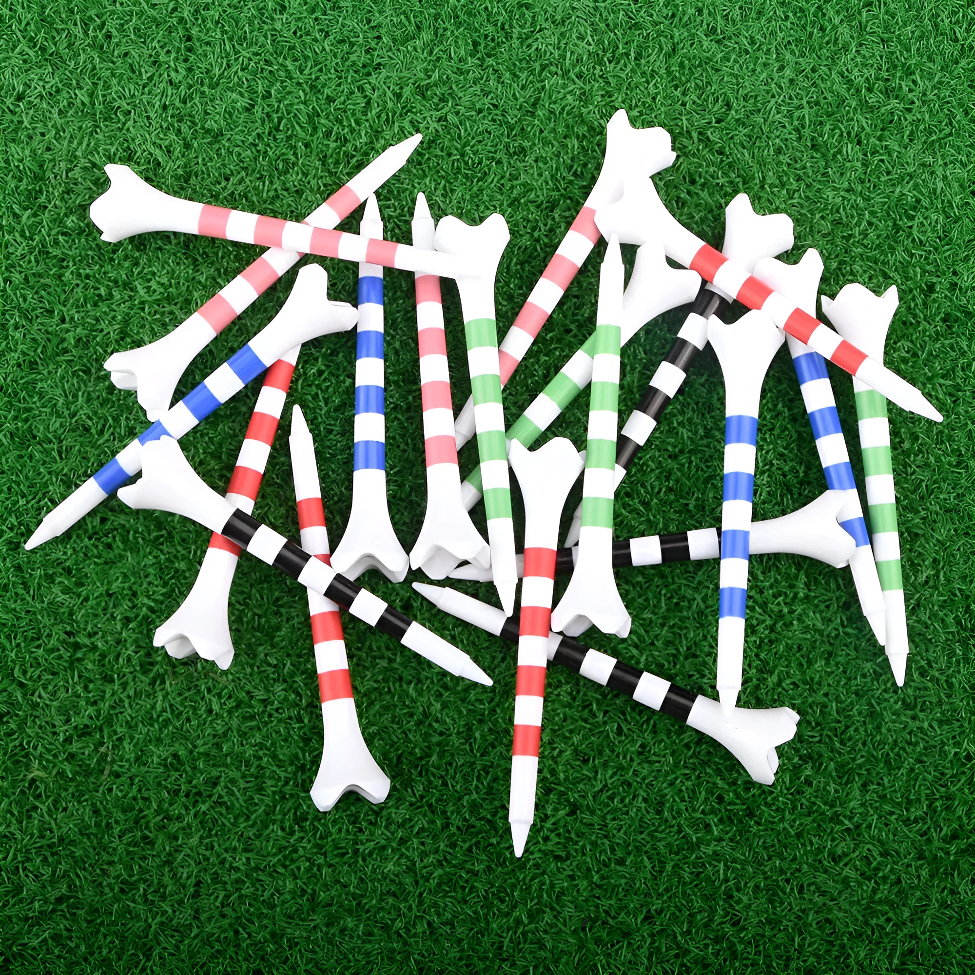 Plastic golf tee with spike stripe print in 70mm or 83mm size for golf practice