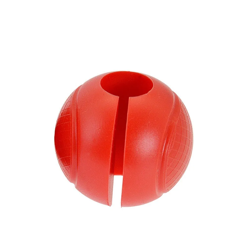 Black silicone spherical dumbbell grip on a dumbbell handle for non-slip weight training