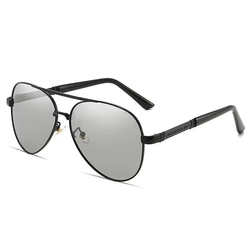 Men's polarised sunglasses with metal frames featuring dragon and phoenix decorations.