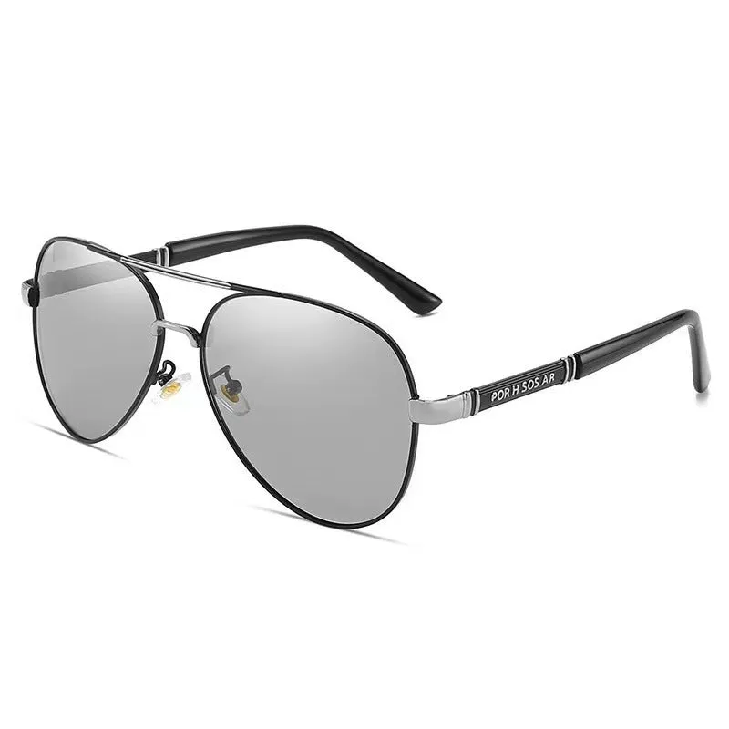 Men's polarised sunglasses with metal frames featuring dragon and phoenix decorations.