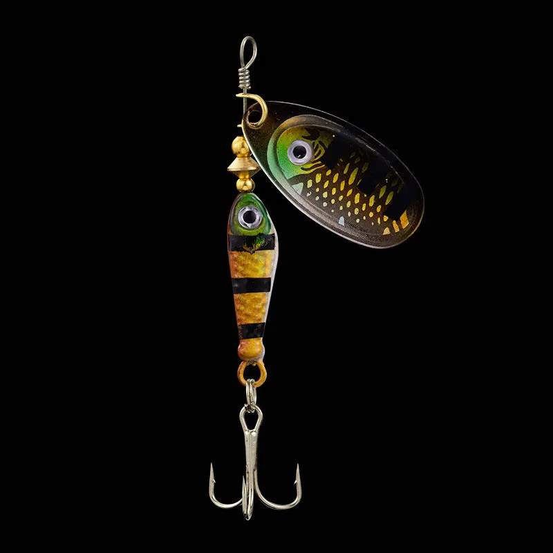 Rotating sequins hand-cranking metal composite simulation fishing lure in blue, size 9g 7cm