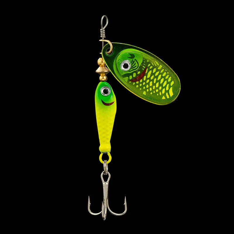 Rotating sequins hand-cranking metal composite simulation fishing lure in blue, size 9g 7cm