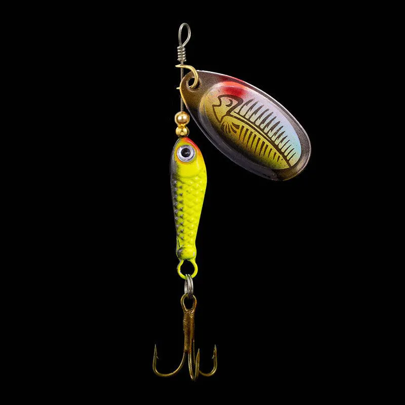 Rotating sequins hand-cranking metal composite simulation fishing lure in blue, size 9g 7cm