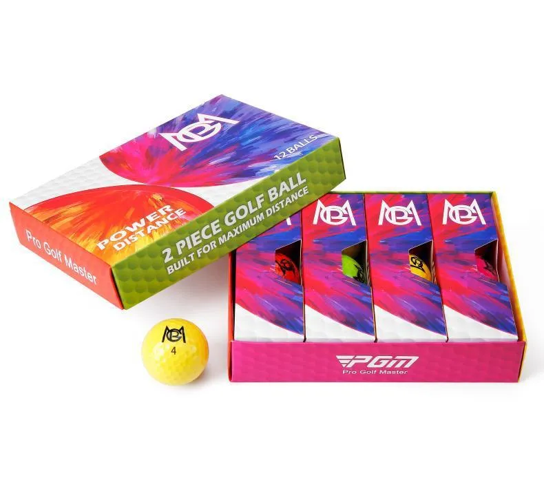 Golf Color Game two-layer practice ball in orange, yellow, green, and rose colours