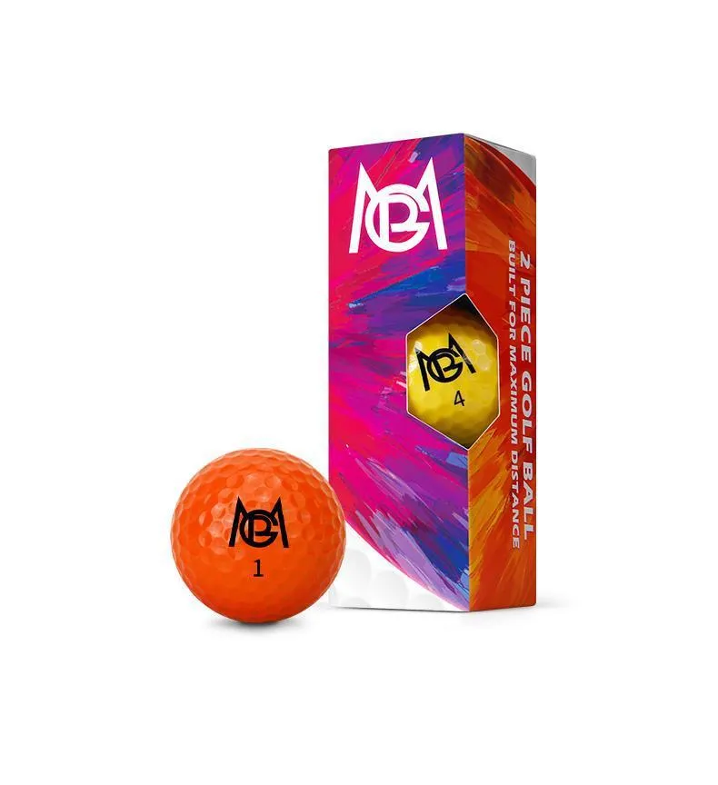 Golf Color Game two-layer practice ball in orange, yellow, green, and rose colours