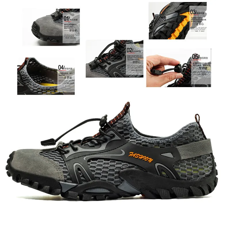 Men's five finger upstream swimming beach shoes in black, quick-drying, non-slip, lightweight, sizes 37-50