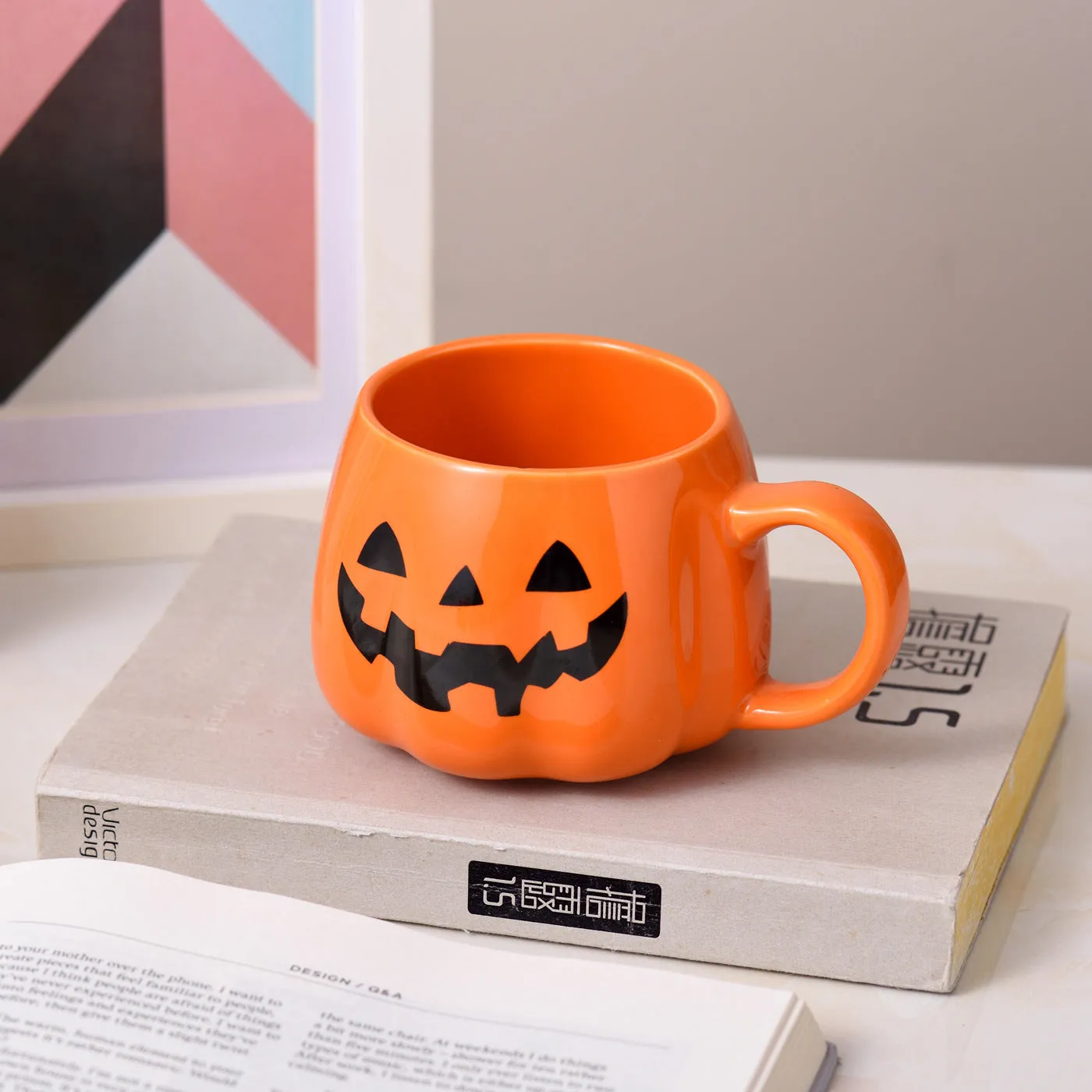 Creative Halloween Christmas office ceramic mug, bone china, 400ml, cartoon design, black expression or golden expression