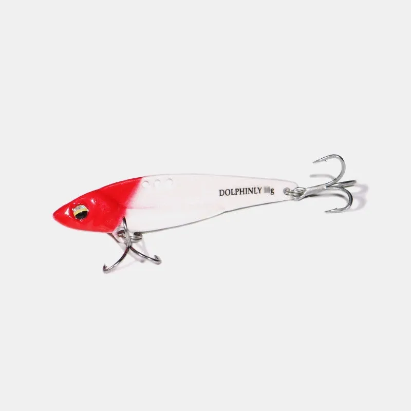 Dragon Tooth VIB lure lead-coated copper metal fishing bait in gold colour with sequins
