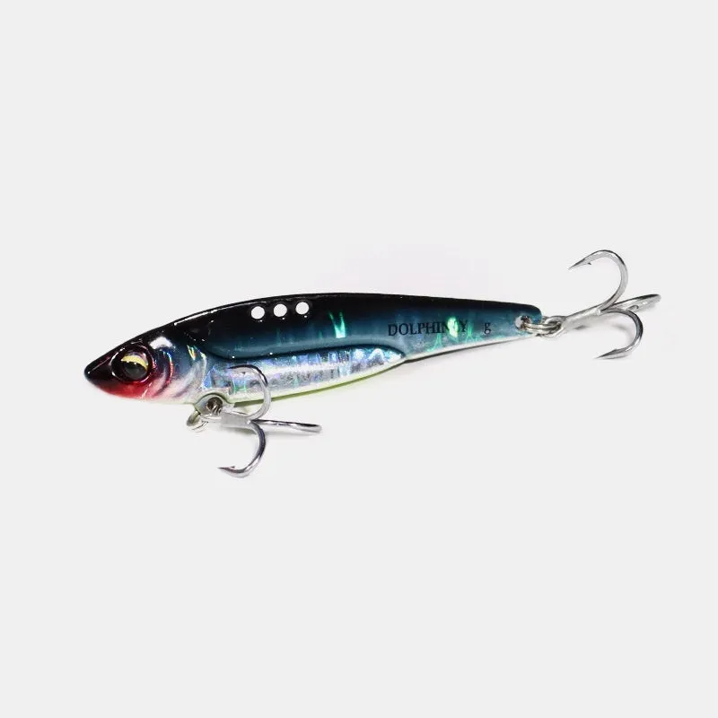 Dragon Tooth VIB lure lead-coated copper metal fishing bait in gold colour with sequins