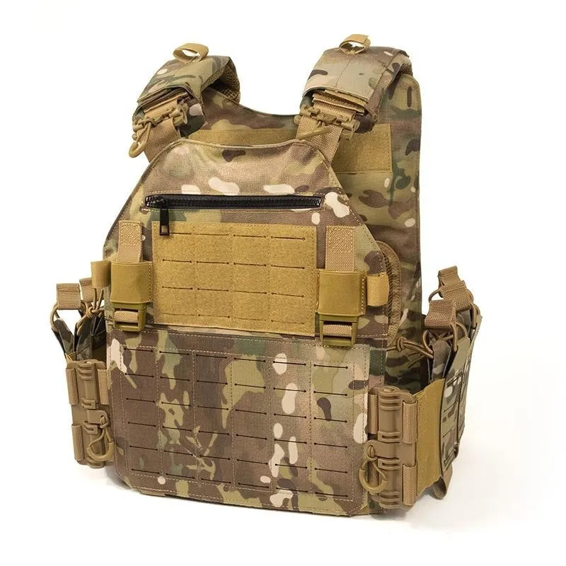 Quick release multifunctional breathable Oxford cloth tactical vest in free size, solid colour, spring use