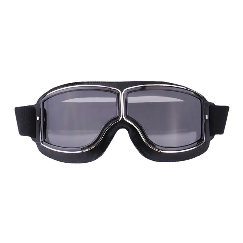 Men's retro outdoor goggles with polypropylene frame and black leather, available in multiple lens colours