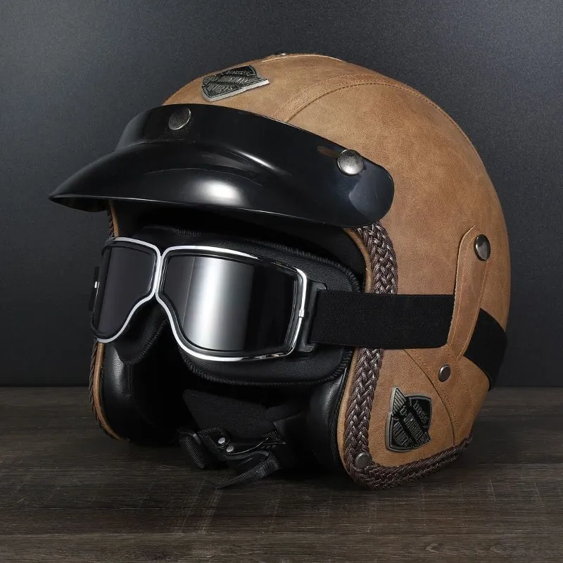 Men's retro outdoor goggles with polypropylene frame and black leather, available in multiple lens colours