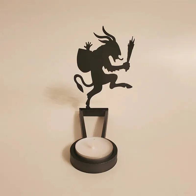 Metal geometric Halloween candle holder in stainless steel, 14cm long, modern simplicity style