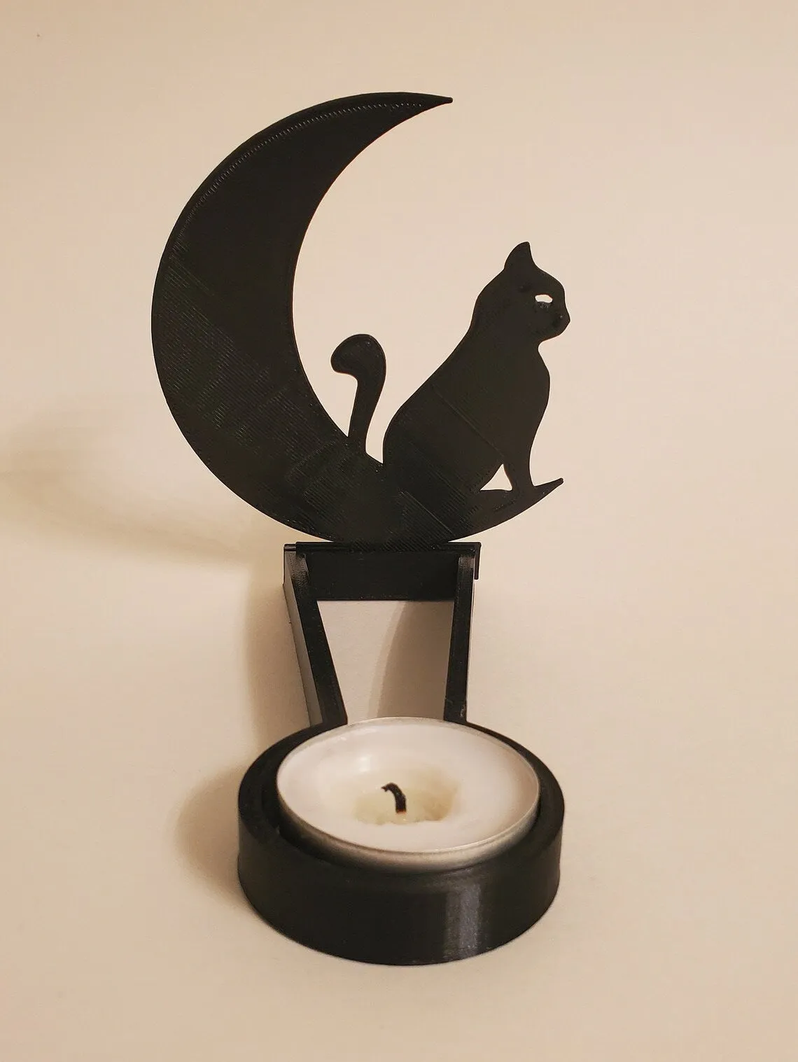 Metal geometric Halloween candle holder in stainless steel, 14cm long, modern simplicity style