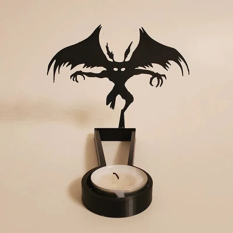 Metal geometric Halloween candle holder in stainless steel, 14cm long, modern simplicity style