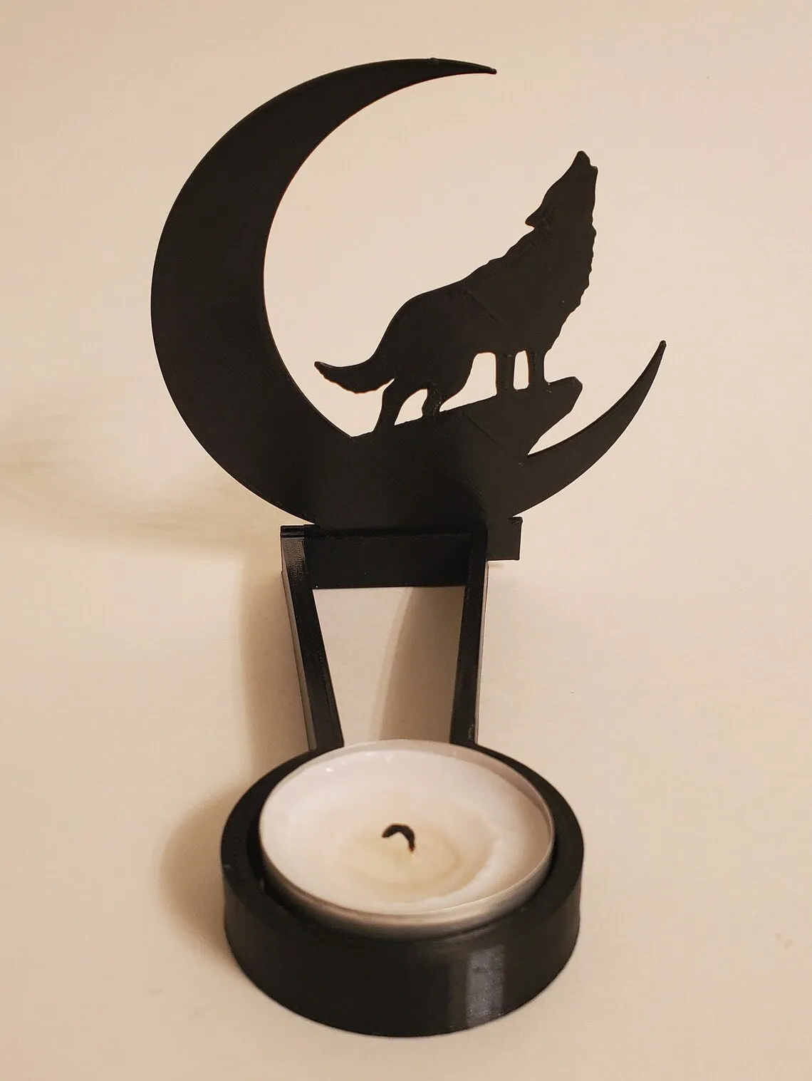 Metal geometric Halloween candle holder in stainless steel, 14cm long, modern simplicity style