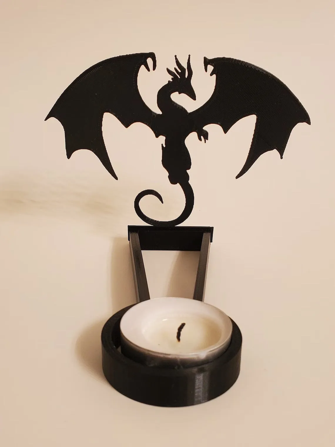 Metal geometric Halloween candle holder in stainless steel, 14cm long, modern simplicity style