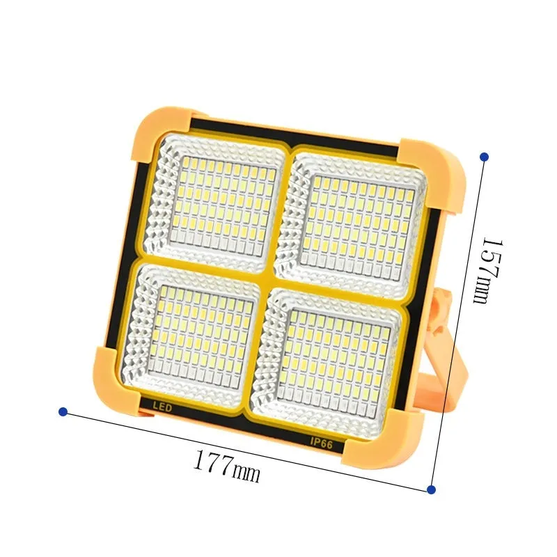 Portable square camping lantern with high-power 100W illumination, IP66 rated, size 215x180mm
