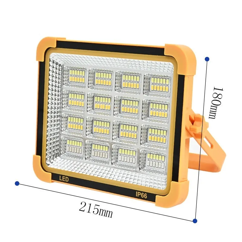Portable square camping lantern with high-power 100W illumination, IP66 rated, size 215x180mm