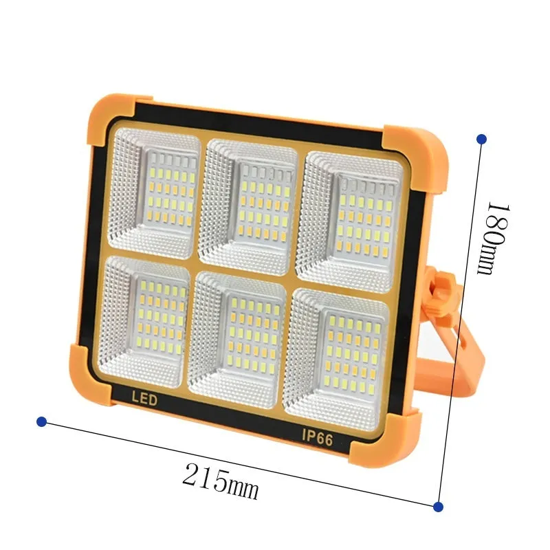 Portable square camping lantern with high-power 100W illumination, IP66 rated, size 215x180mm