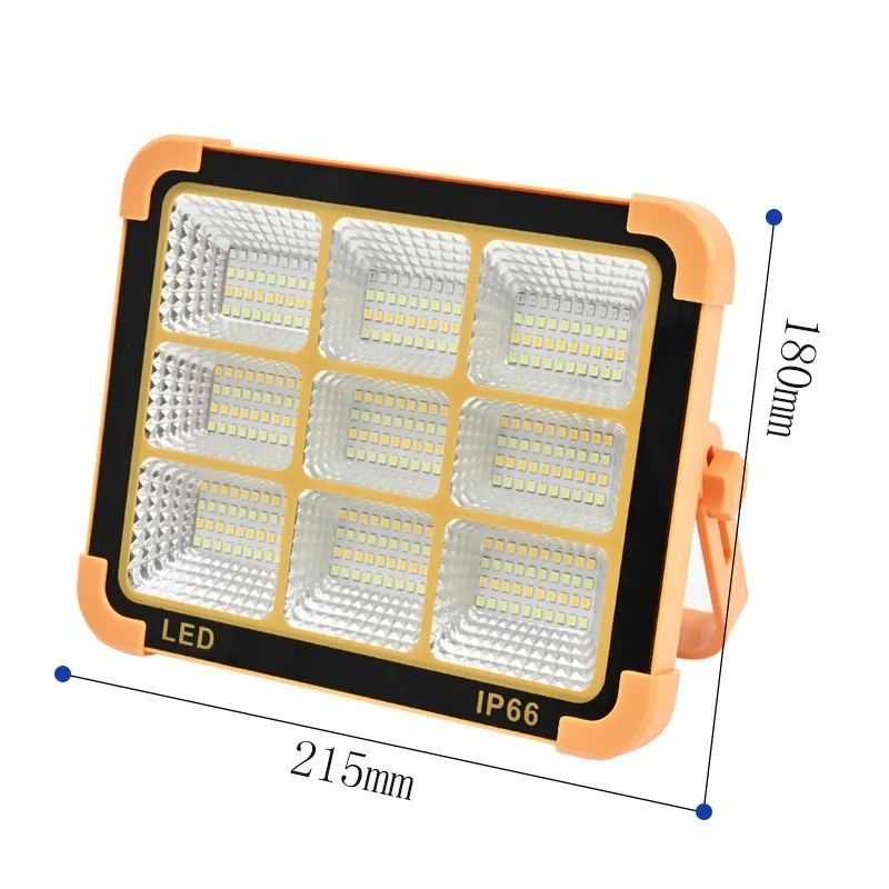 Portable square camping lantern with high-power 100W illumination, IP66 rated, size 215x180mm