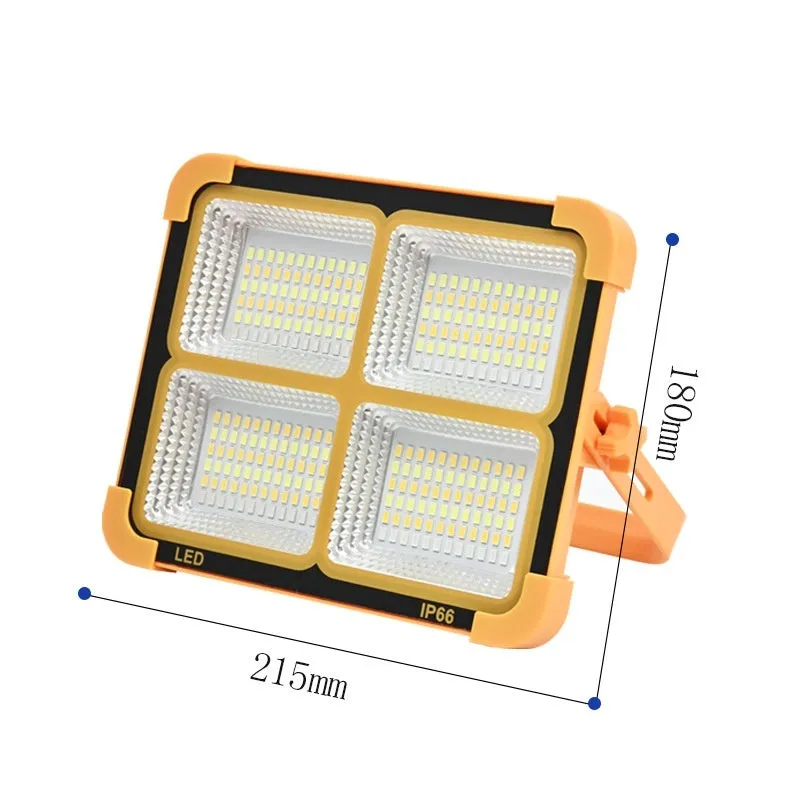 Portable square camping lantern with high-power 100W illumination, IP66 rated, size 215x180mm