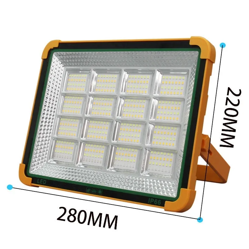Portable square camping lantern with high-power 100W illumination, IP66 rated, size 215x180mm