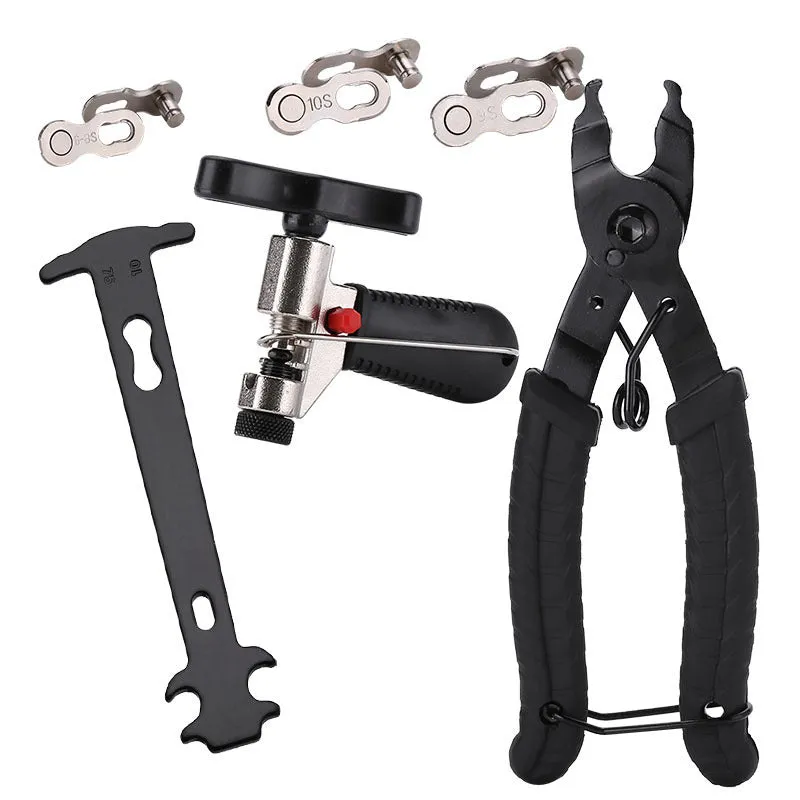 Iron bicycle repair tool set with chain cutting device and central shaft puller for mountain bike maintenance