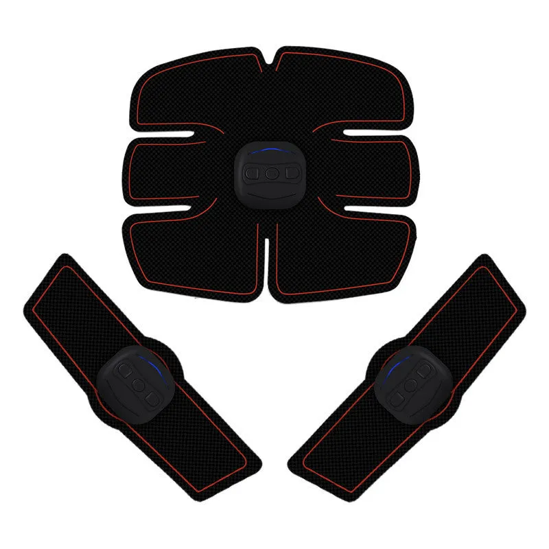 Portable EMS smart muscle stimulator with three hosts and hydrogel pads for arm and abdomen training