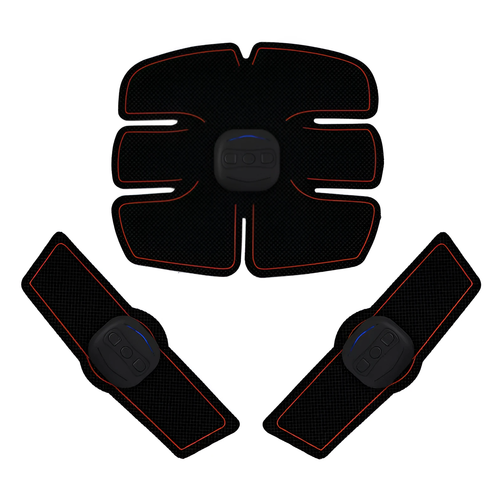 Portable EMS smart muscle stimulator with three hosts and hydrogel pads for arm and abdomen training