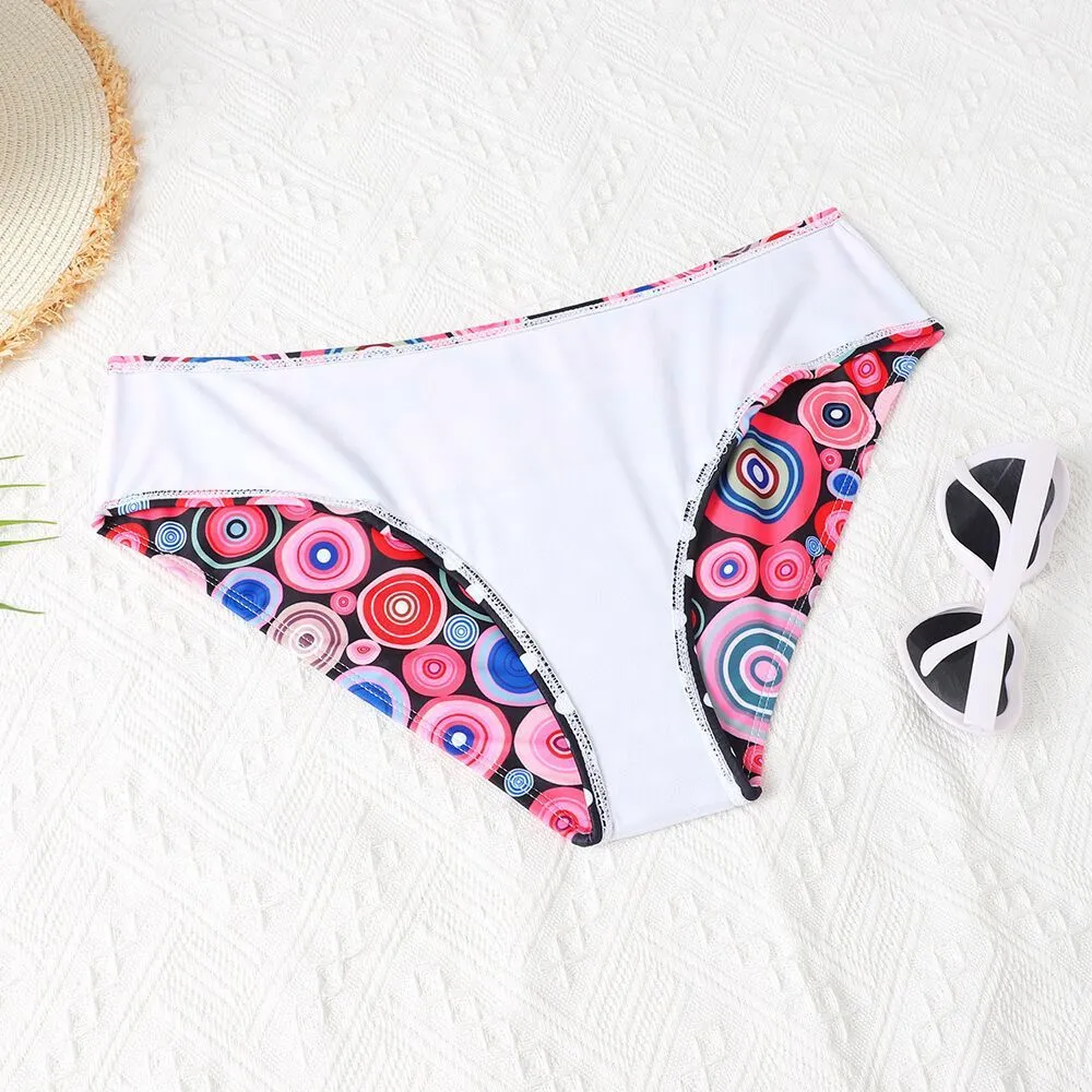 Women's printed high waist split bikini suit with floral pattern in two colours