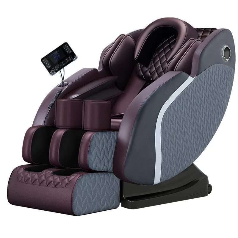 Home massage chair in classic black brown polyurethane leather with full-body electric function