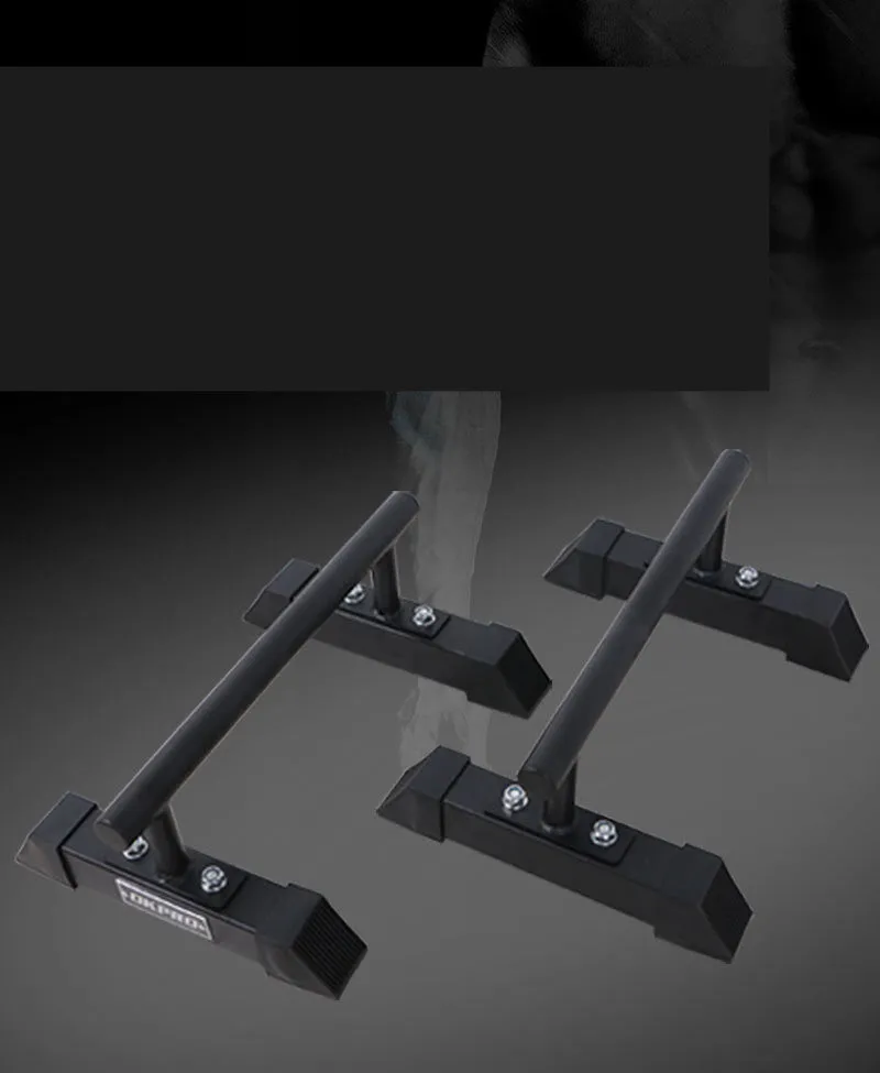 Black thick steel pipe parallel bars for home fitness measuring 35x20x20cm