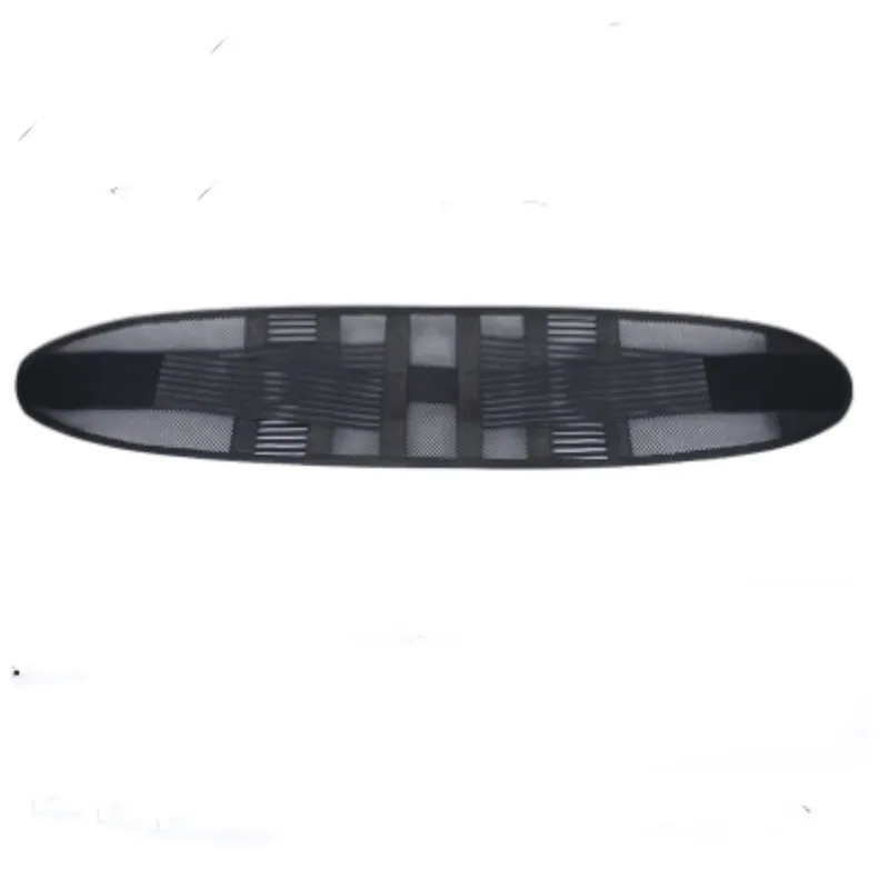 Black sports waist support belt with internal steel plate for lumbar protection, shown with size labels.