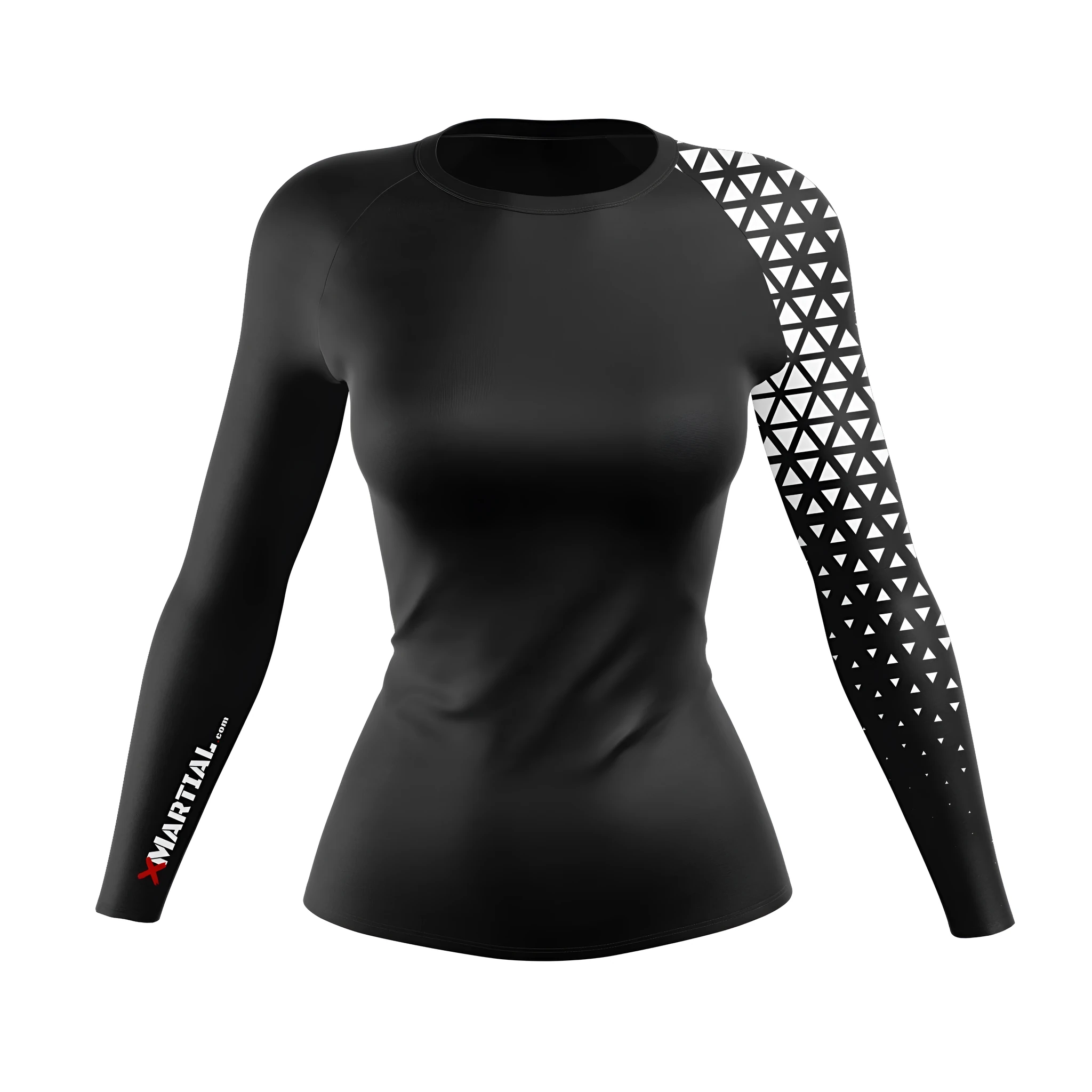 Women's grappler long sleeve top for jiu-jitsu training in polyester-cotton blend, sizes XS-2XL