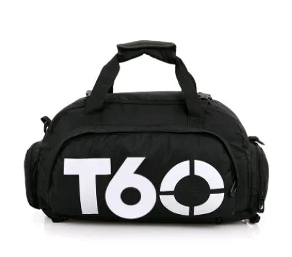 Large Oxford cloth fitness bag with double back shoulder straps and soft handle in blue colour