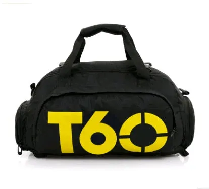 Large Oxford cloth fitness bag with double back shoulder straps and soft handle in blue colour