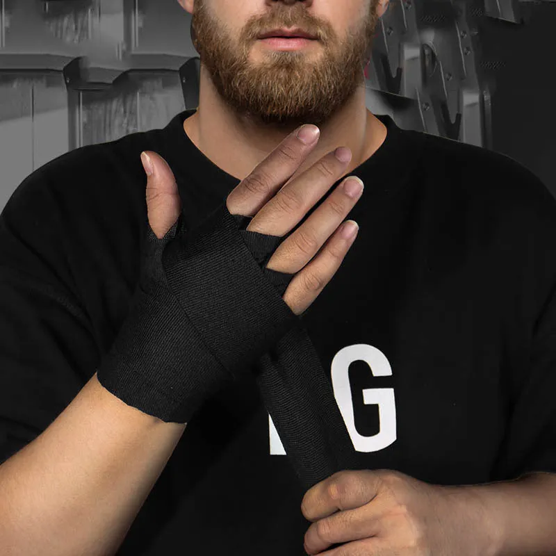 Black cotton boxing hand bandage 3 metres two-pack for palm protection in sanda training