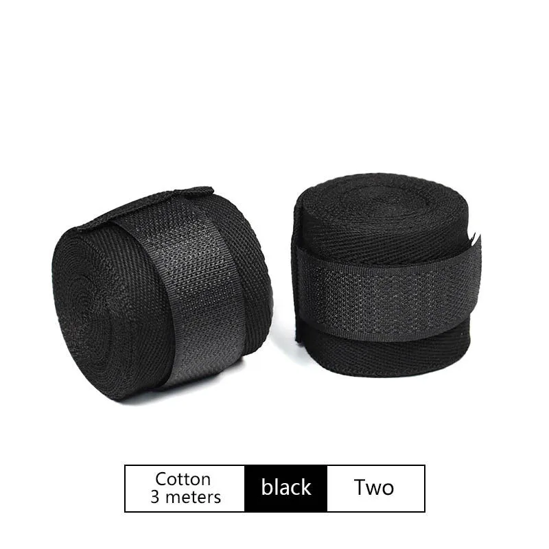 Black cotton boxing hand bandage 3 metres two-pack for palm protection in sanda training
