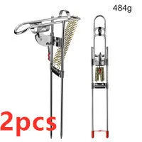 Stainless steel automatic spring fishing rod holder with triangular plug and sensitivity adjustment dial